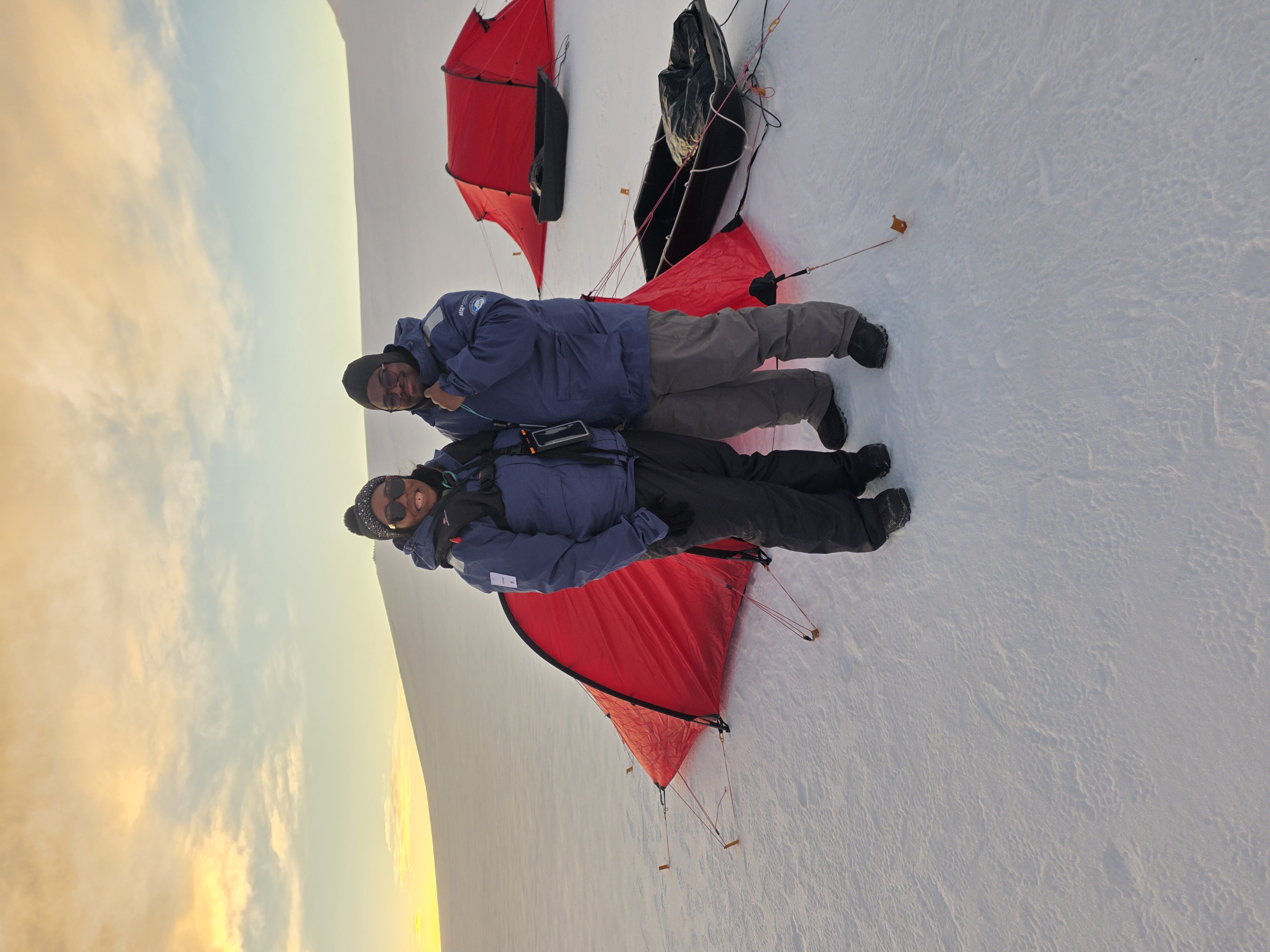 Antarctica camping at sunset